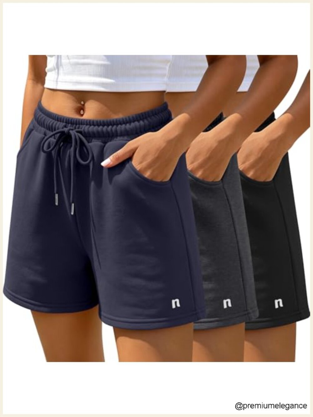 Women's Sweat Shorts 3 Pack Polyester High Waist Drawstring